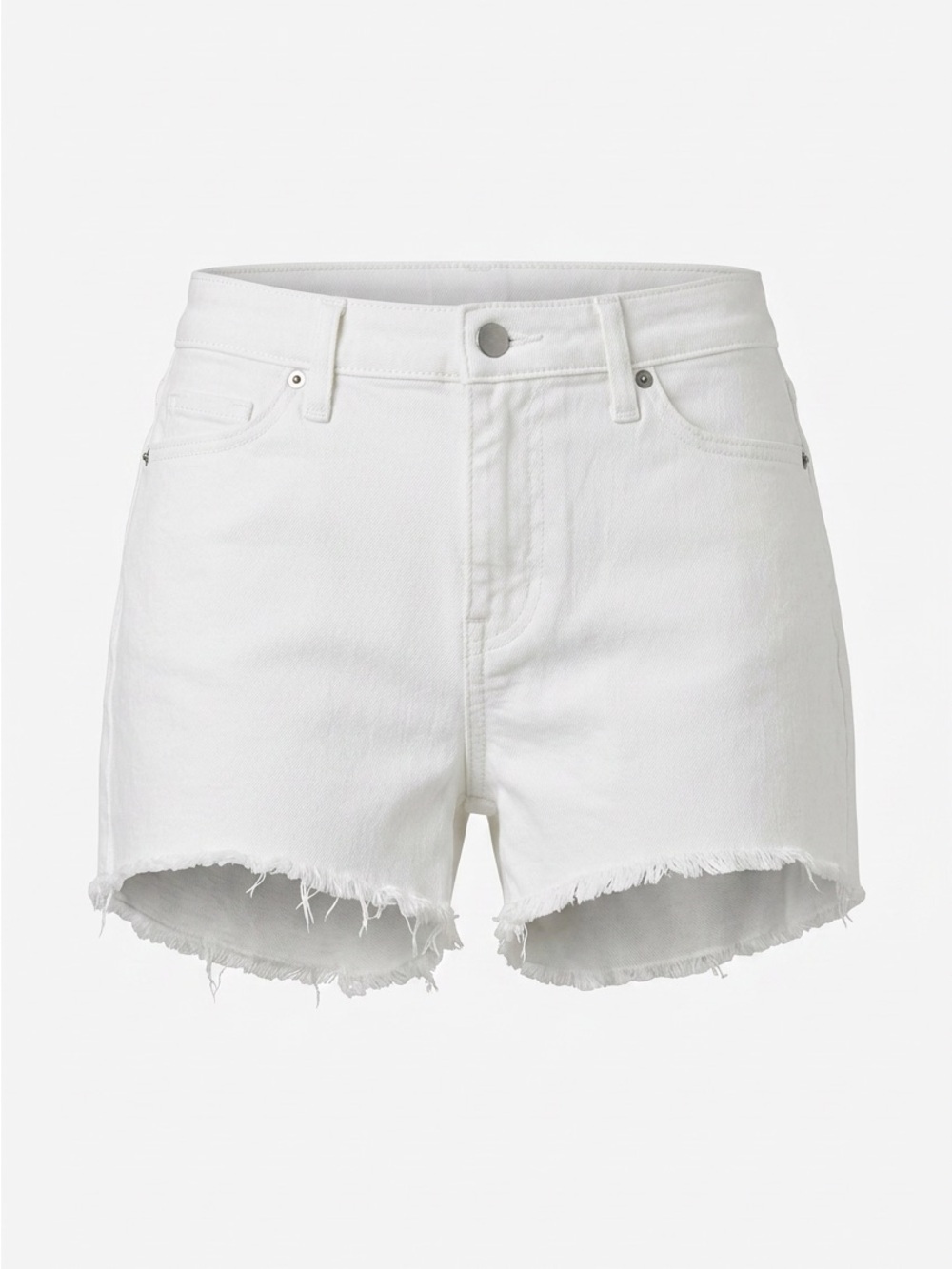 Universal Thread White Frayed Hem High Rise MIDI Denim Cutoff Shorts Sz 6 (28)